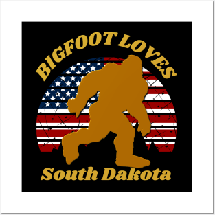 Bigfoot loves America and South Dakota too Posters and Art